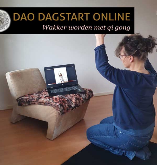 Dao dagstart training achter laptop